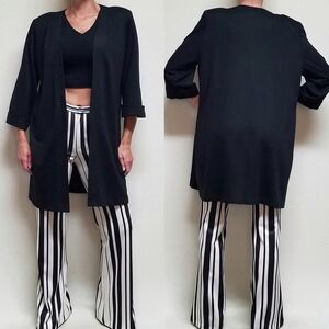 Vintage 80s Blair Black Gothic Steampunk Open Front Shoulder Pad Cardigan 16